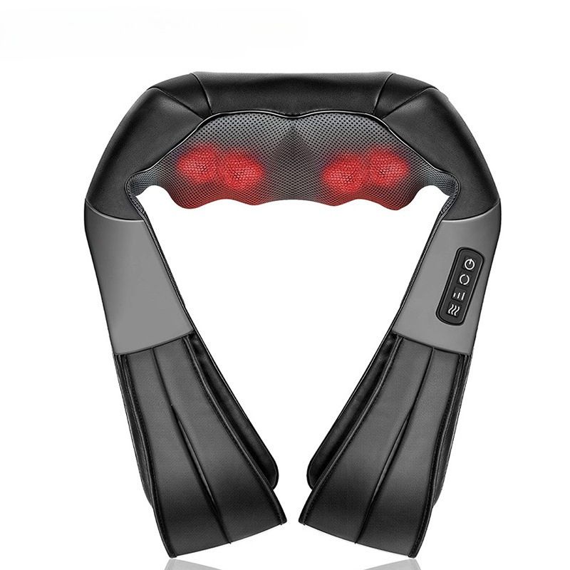 Shiatsu Neck Shoulder Massager with Red Light Heat, 8 Deep Kneading Nodes 3 Speed Bi-Directional Rotation Massage Shawl,  for Neck Back Waist Leg Home Office Car Use, AC & Car Adapters Included - Image 1