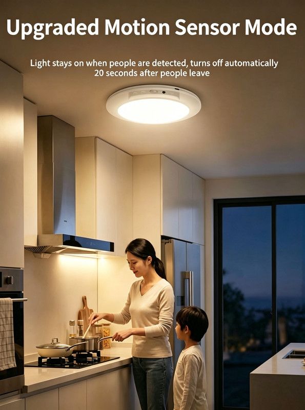 Wireless Rechargeable Motion Sensor LED Ceiling Light, 8000mAh Dimmable 3 Color Temp, Magnetic Drill-Free Mount Remote Lamp for Hall Kitchen Closet Garage - Image 4