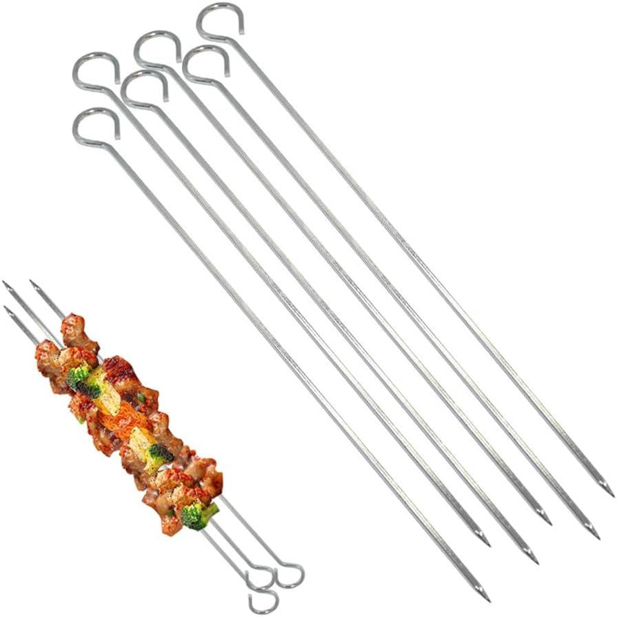 12-Pack Metal Kebab Skewers for Barbecue and Meat Cooking - Image 2