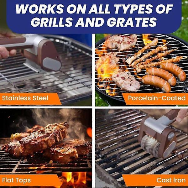 Electric Grill Brush Cleaner Cordless Rotating Brushless for Outdoor Grilling Brown - Image 3