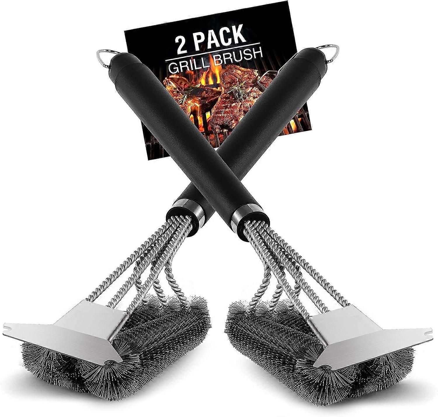 2-Pack Stainless Steel Grill Brush with Scraper Compatible with Weber - Image 1