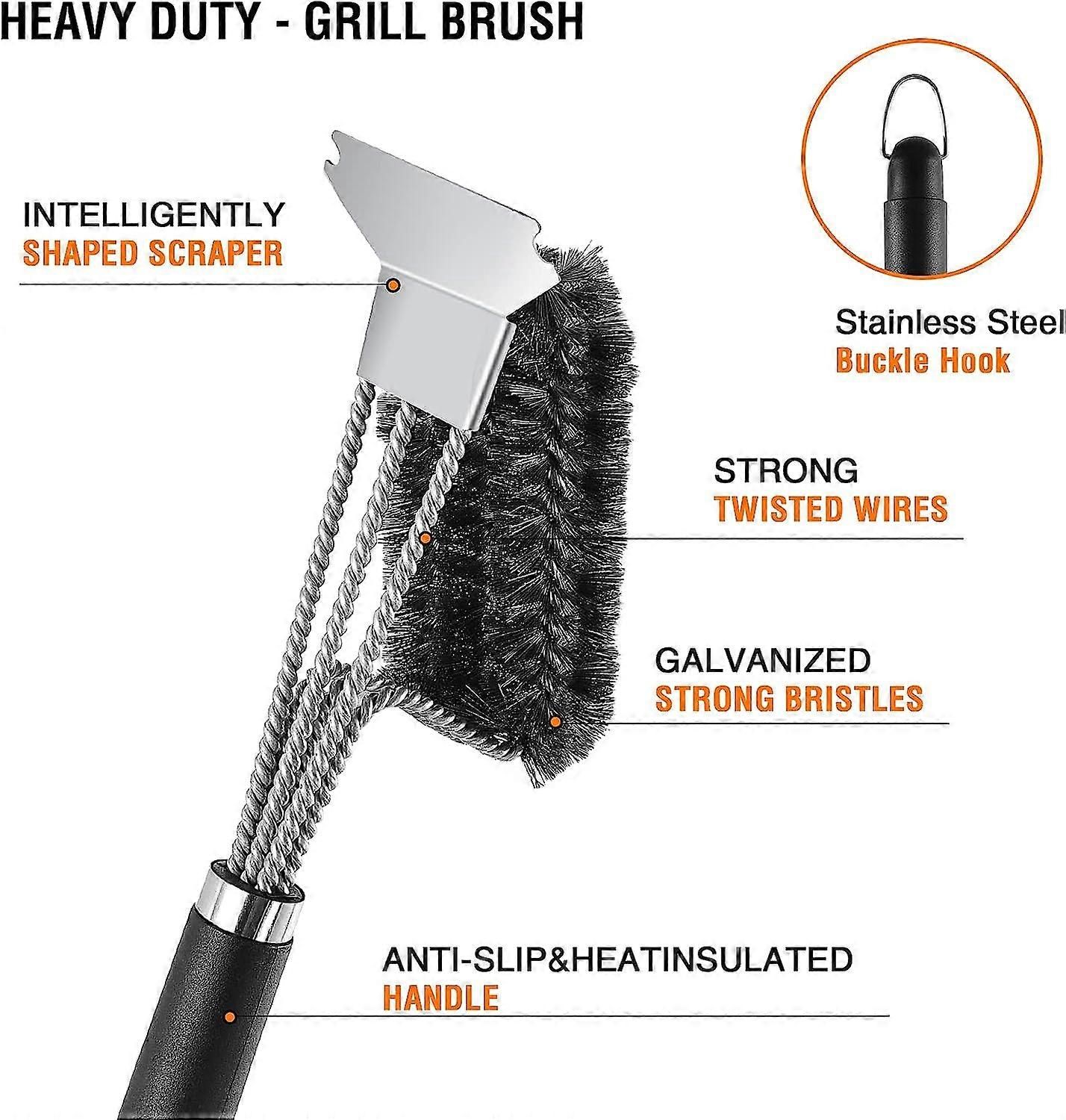 2-Pack Stainless Steel Grill Brush with Scraper Compatible with Weber - Image 4