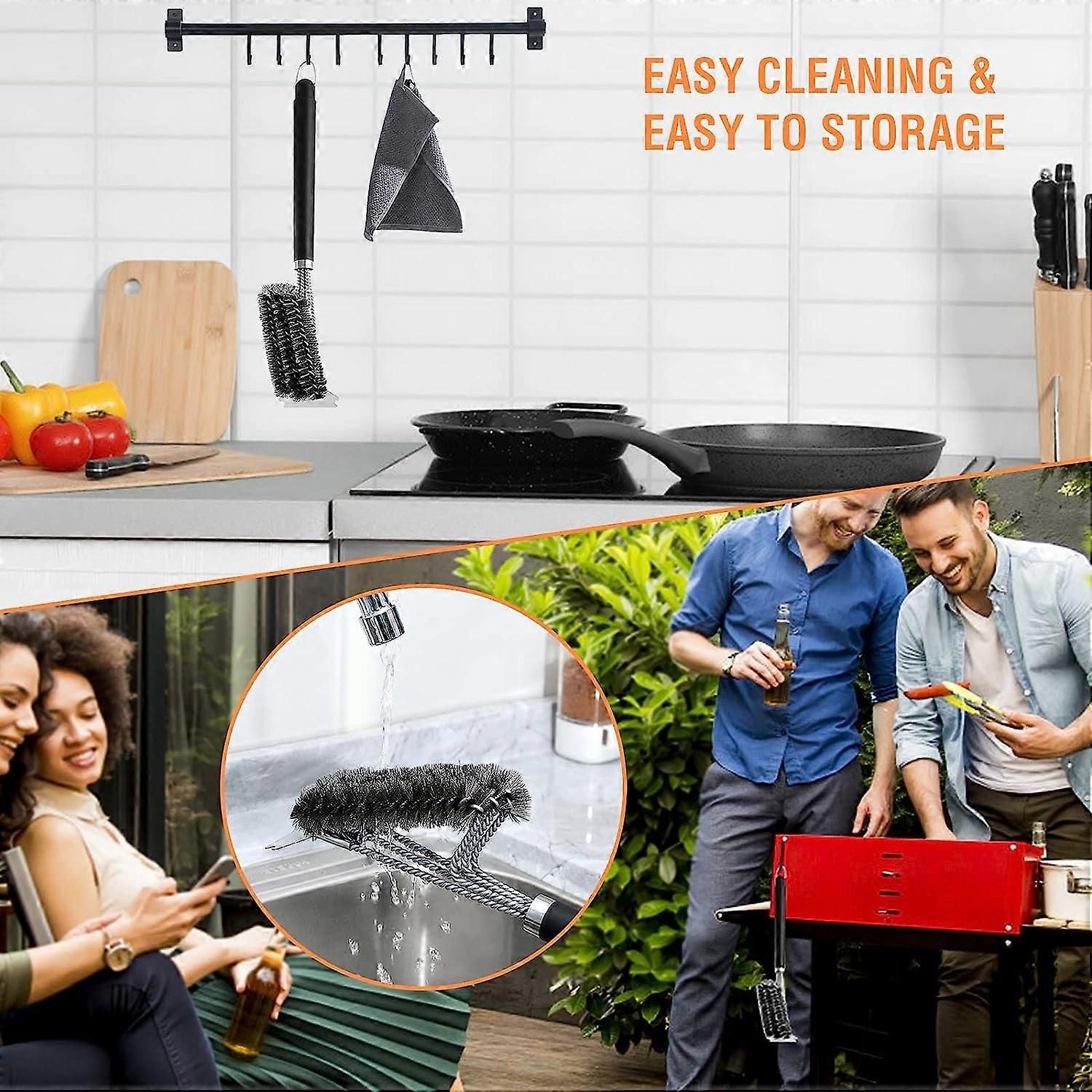 2-Pack Stainless Steel Grill Brush with Scraper Compatible with Weber - Image 5