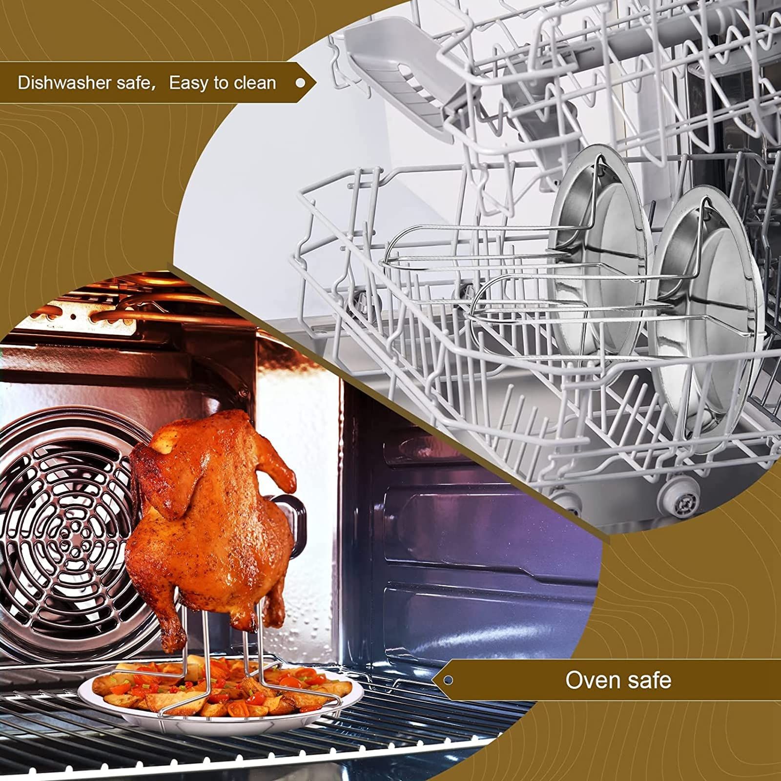 Vertical Chicken Grill Rack with Drip Tray Stainless Steel for Charcoal Grills and Ovens - Image 5