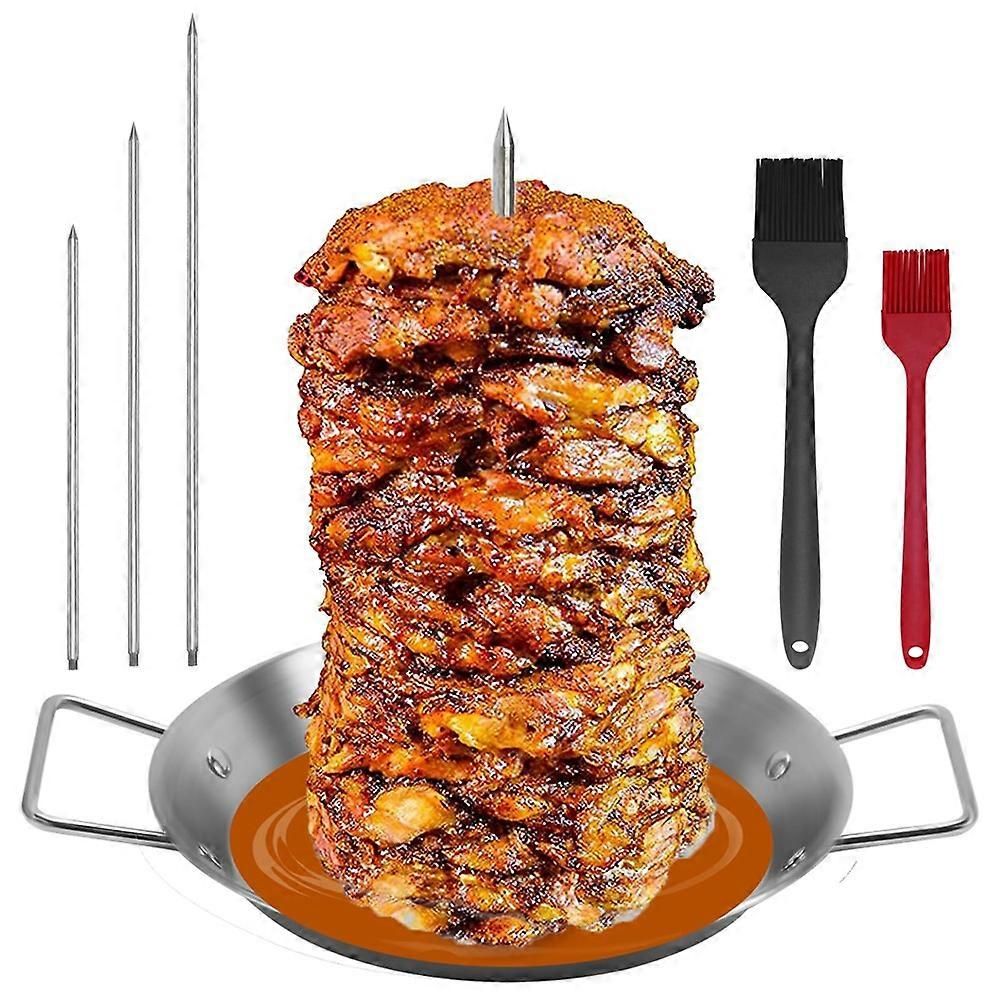 3-Skewer Vertical Barbecue Rack Stainless Steel for Al Pastor and Brazilian Grilling Silver - Image 1