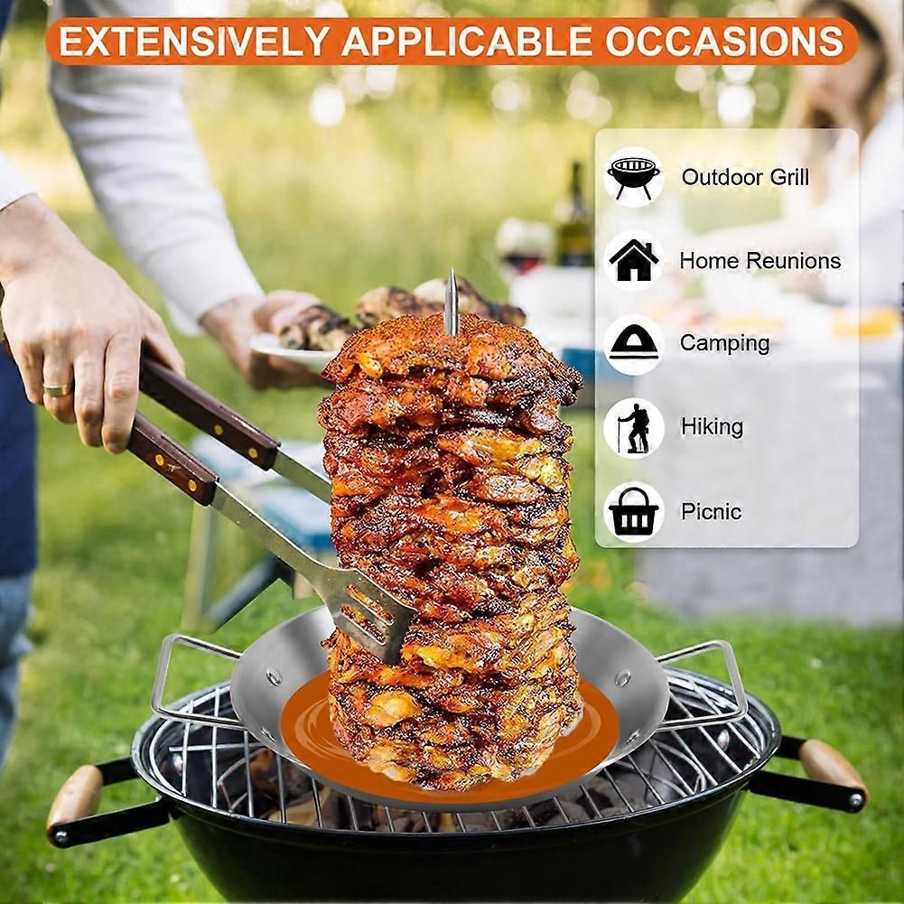 3-Skewer Vertical Barbecue Rack Stainless Steel for Al Pastor and Brazilian Grilling Silver - Image 2