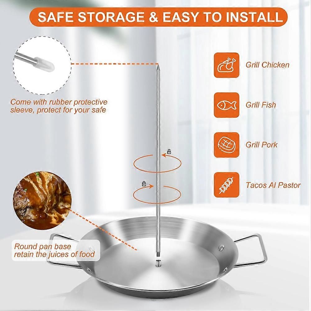 3-Skewer Vertical Barbecue Rack Stainless Steel for Al Pastor and Brazilian Grilling Silver - Image 3