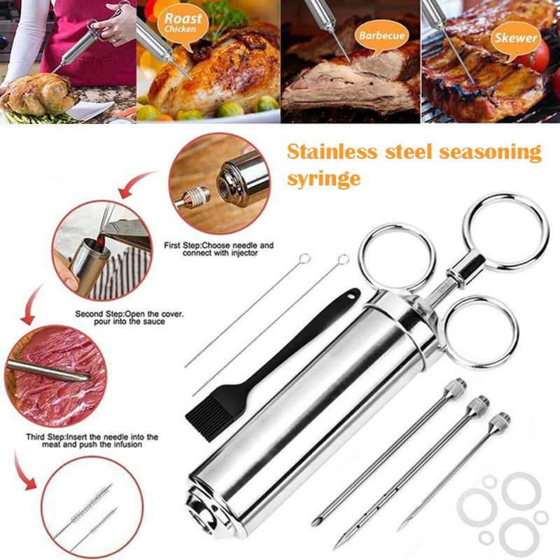 Stainless Steel Meat Injector Marinade Injector for Grilling Yellow - Image 2