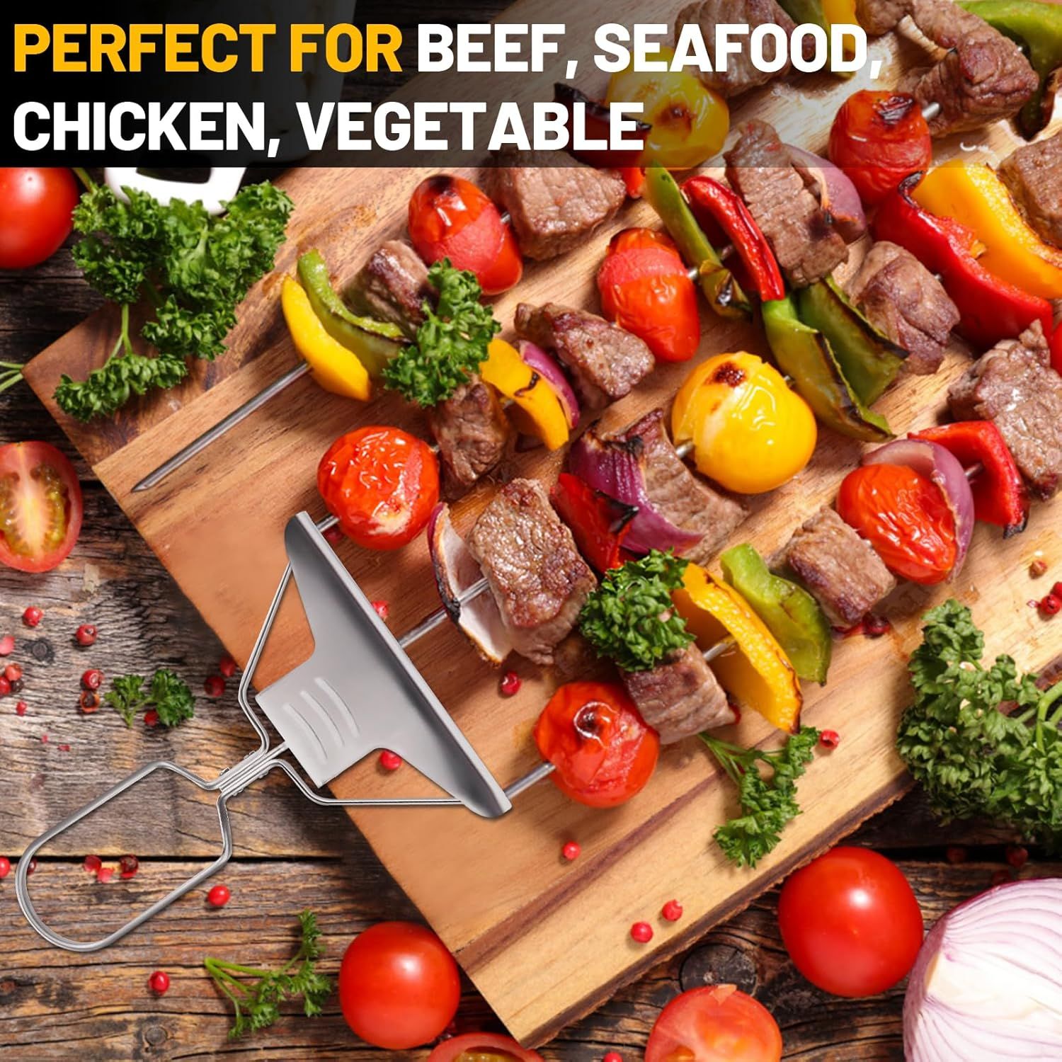 3-Prong Stainless Steel Skewers for BBQ - Image 2