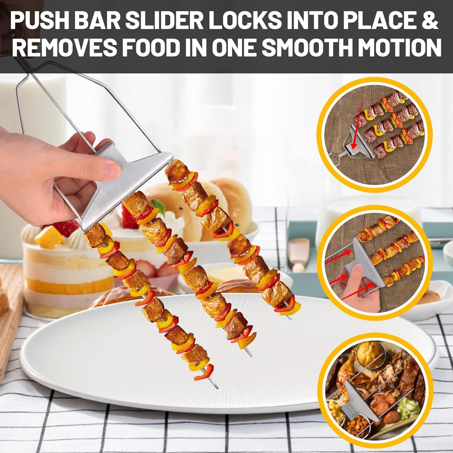 3-Prong Stainless Steel Skewers for BBQ - Image 3