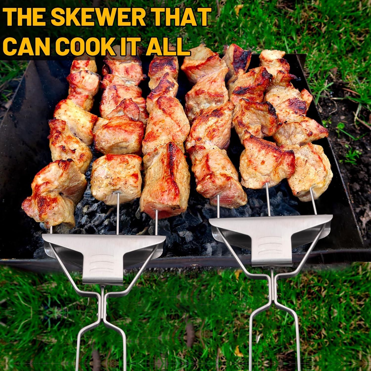 3-Prong Stainless Steel Skewers for BBQ - Image 5