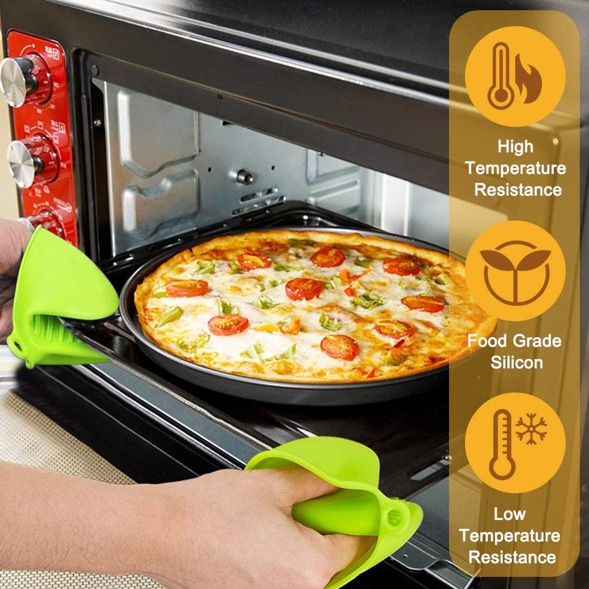 2 Pairs Silicone Pot Holders and Oven Mitts for Baking Cooking and Grilling - Image 2