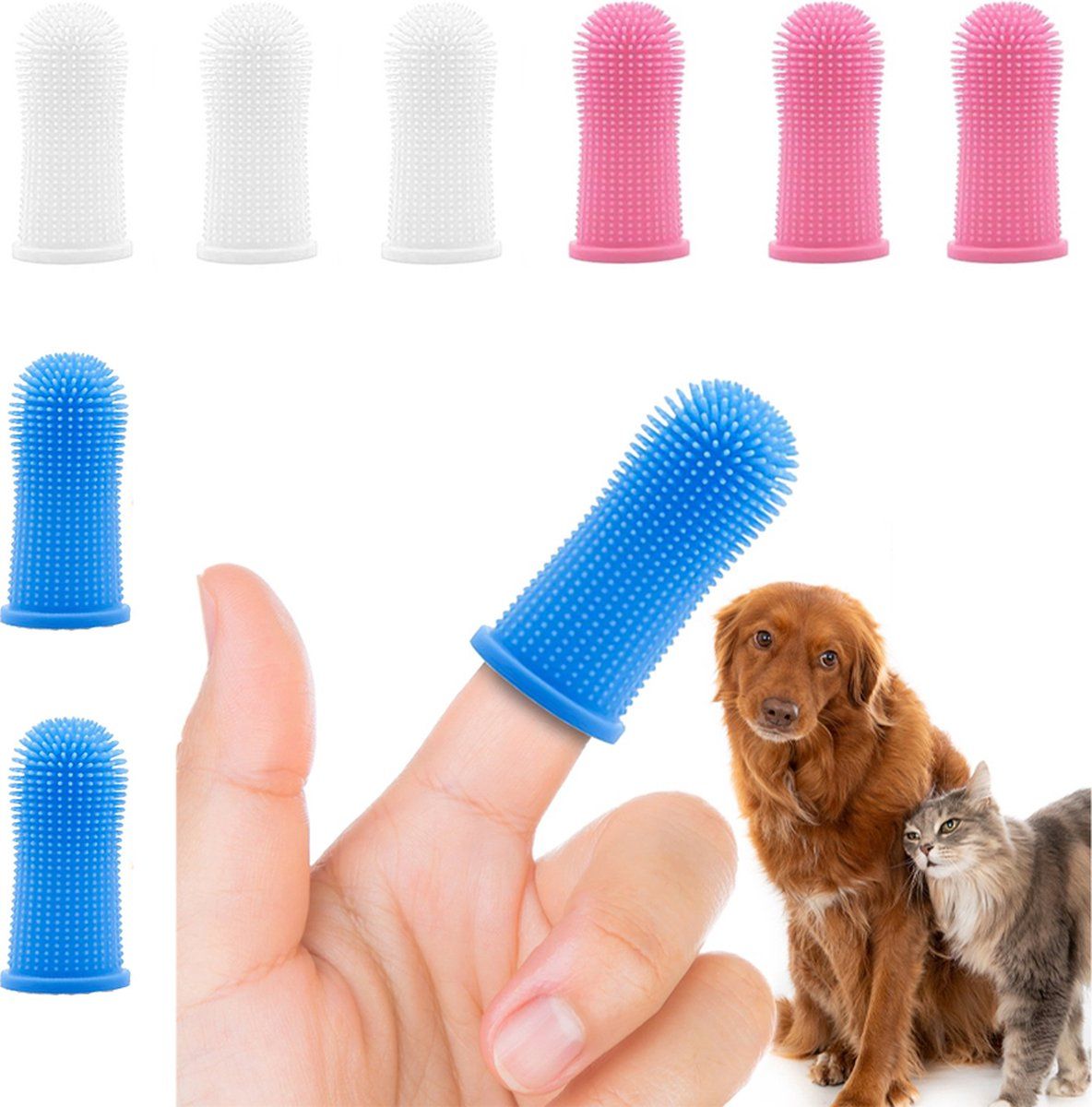 9-Piece Dog and Cat Toothbrush Set with Finger Toothbrushes - Image 1