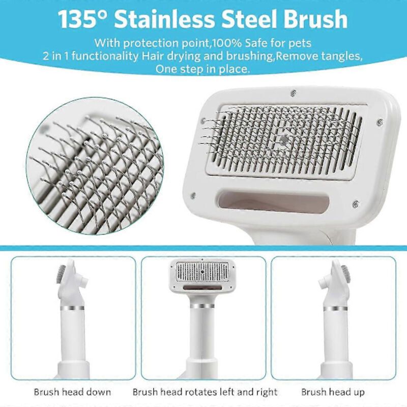 2-in-1 Pet Hair Dryer with Straightening Brush Adjustable Temperature for Small Animals - Image 5