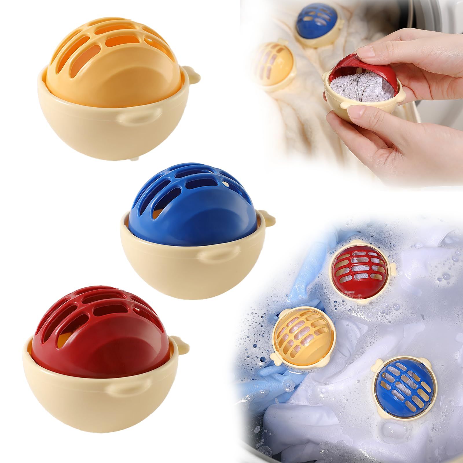 3-Pack Reusable Pet Hair Remover Balls for Cat Hair and Lint - Image 1