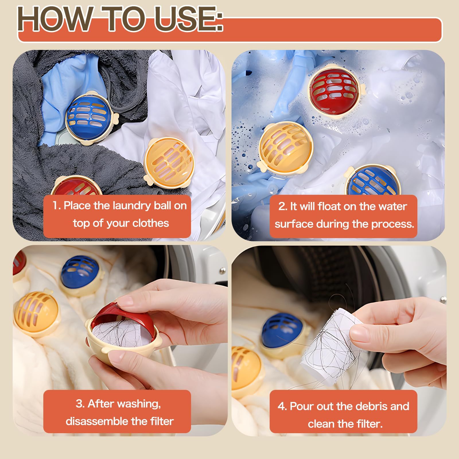 3-Pack Reusable Pet Hair Remover Balls for Cat Hair and Lint - Image 3