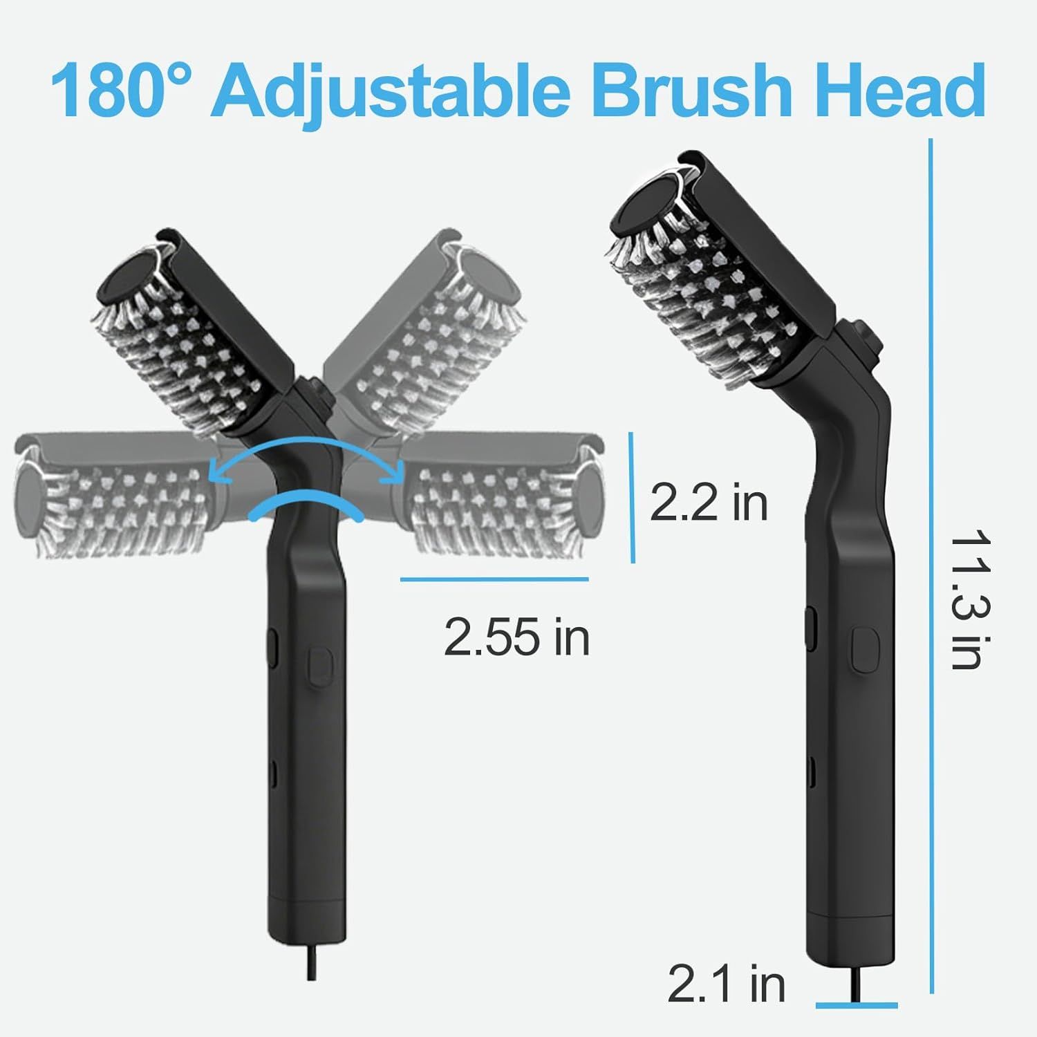 Electric Grill Brush Rechargeable 3-Speed with 180 Degree Adjustable Stainless Steel Head - Image 5