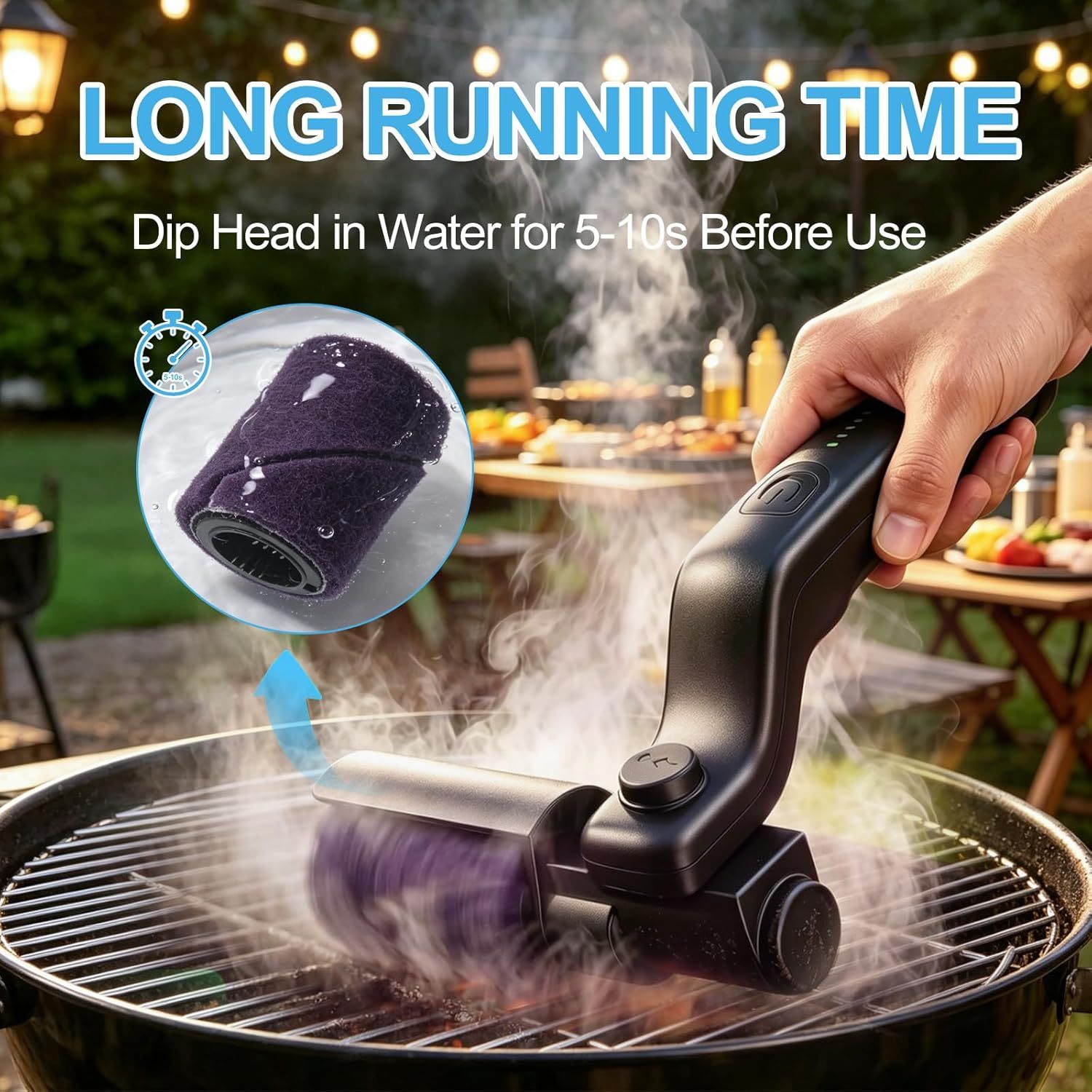Electric Grill Brush Rechargeable 3-Speed with 180 Degree Adjustable Stainless Steel Head - Image 6