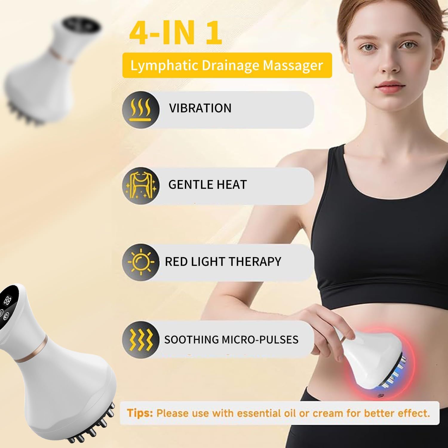 Electric Lymphatic Massager for Deep Cellulite and Body Massage with Display - Image 2