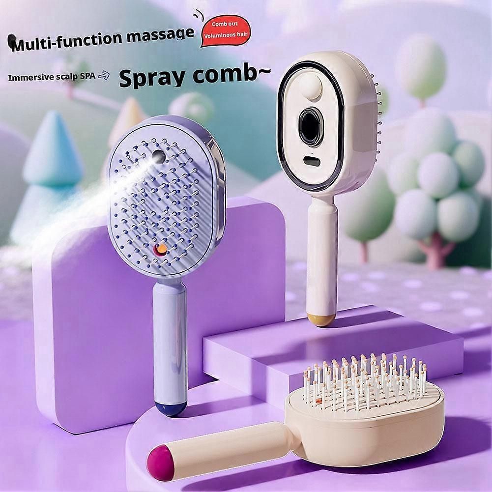 Electric Spray Hair Brush with Essential Oil Diffuser Scalp Massager Antistatic Pink - Image 5