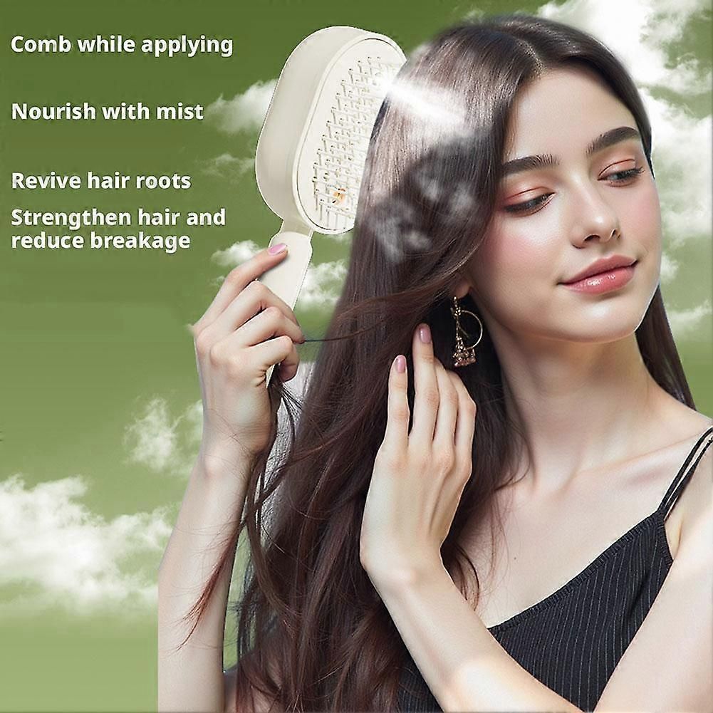 Electric Spray Hair Brush with Essential Oil Diffuser Scalp Massager Antistatic White - Image 2