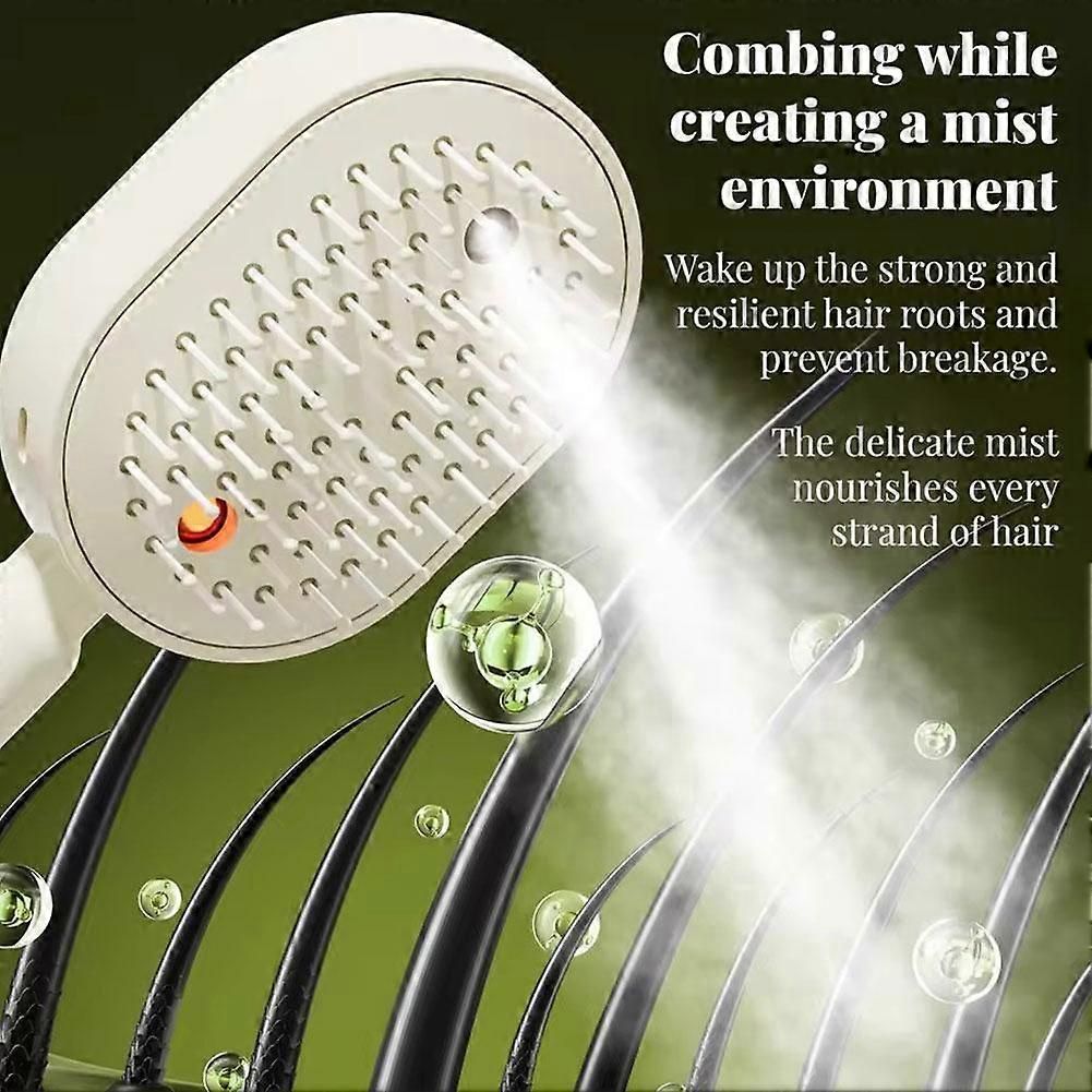 Electric Spray Hair Brush with Essential Oil Diffuser Scalp Massager Antistatic White - Image 4