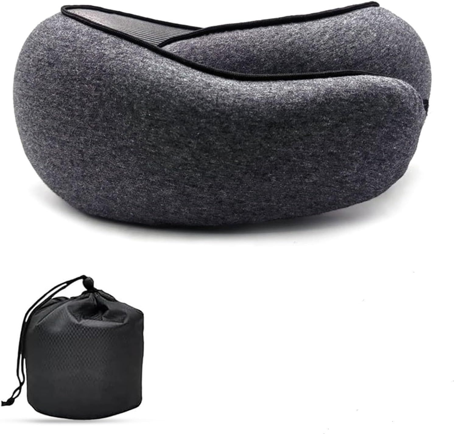 Travel Neck Pillow U-Shaped Memory Cotton for Airplane Sleep and Neck Support Pale Gray and Dark Gray - Image 1