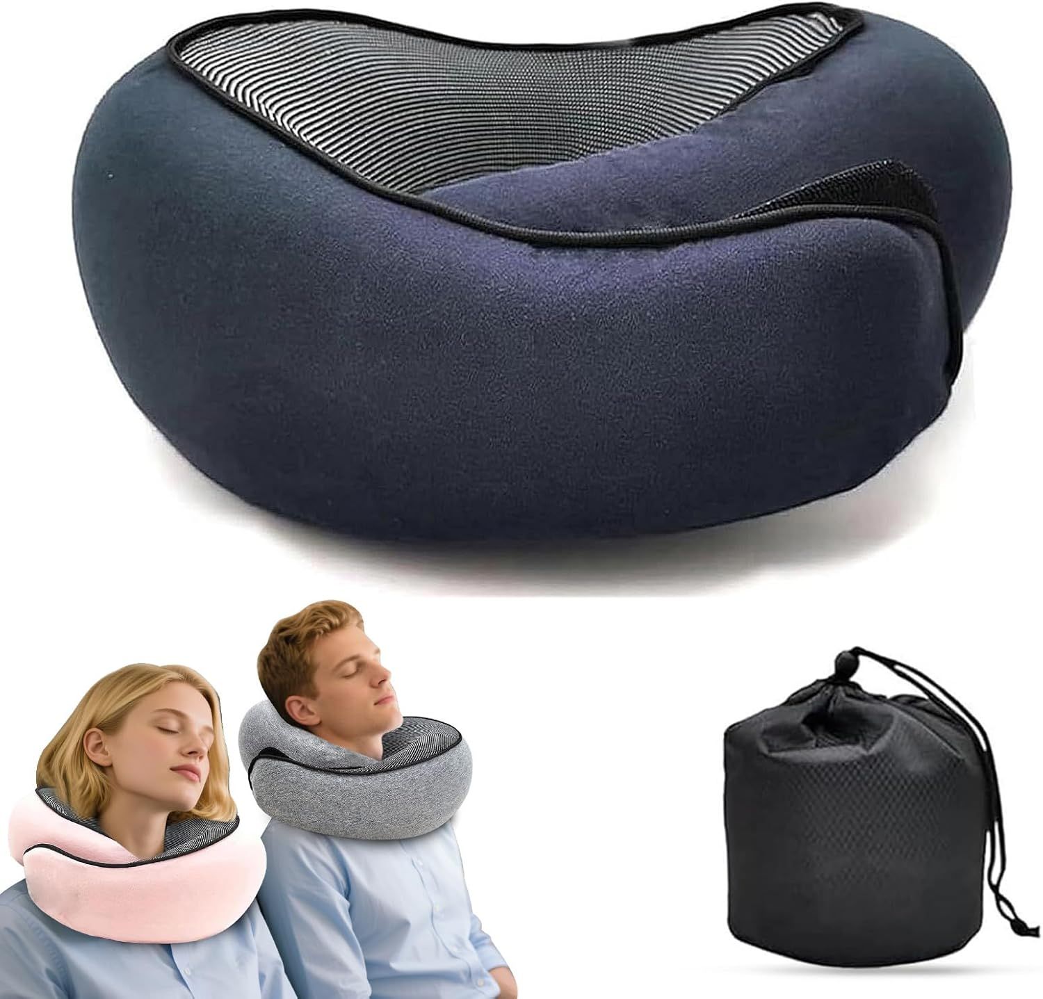 Travel Neck Pillow U-Shaped Memory Cotton for Airplane Sleep and Neck Support Blue - Image 1
