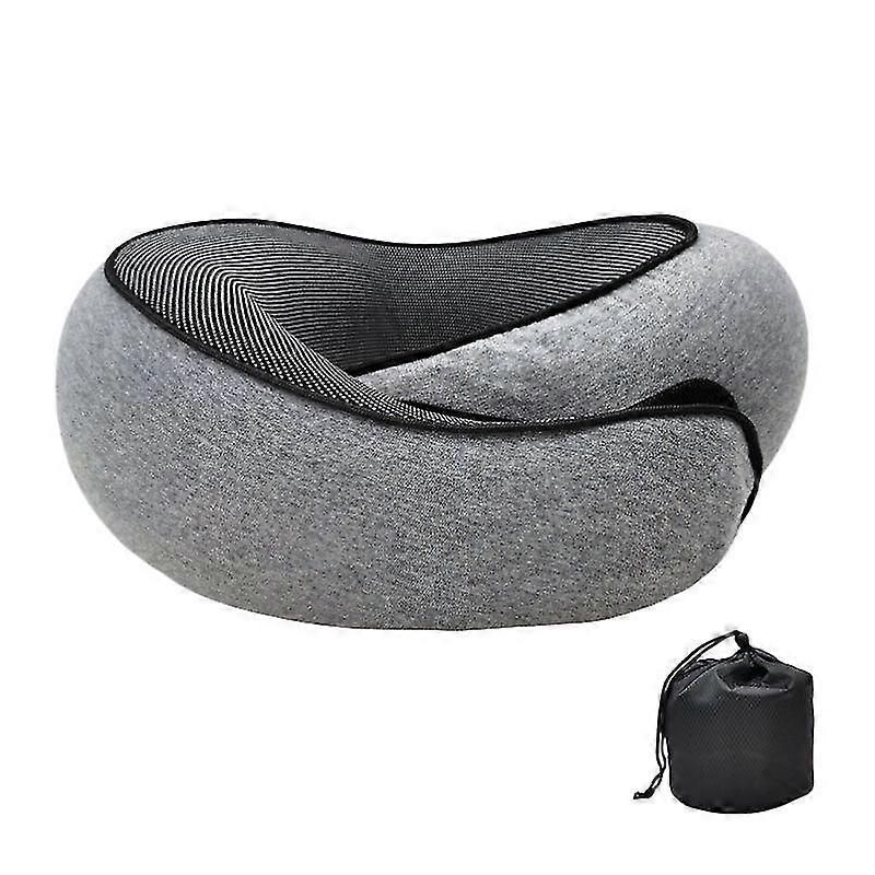 Travel Neck Pillow U-Shaped Memory Cotton for Airplane Sleep and Neck Support Dark Gray - Image 1