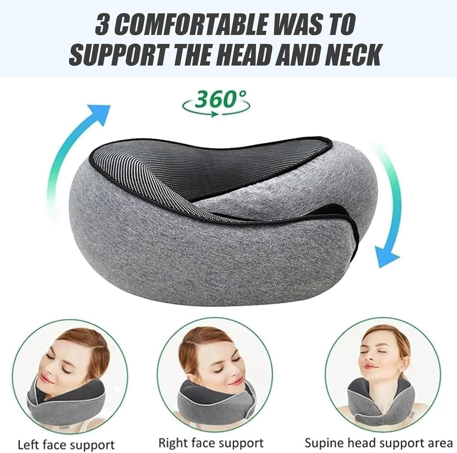Travel Neck Pillow U-Shaped Memory Cotton for Airplane Sleep and Neck Support Pink - Image 5