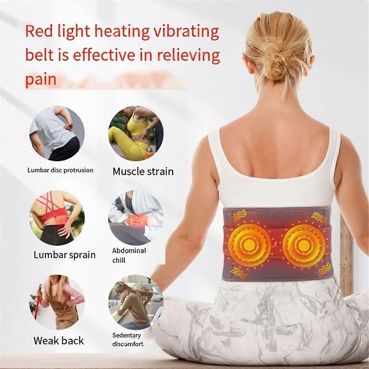 Rechargeable Heating Massage Belt with Warm Compress and Red Light - Image 2