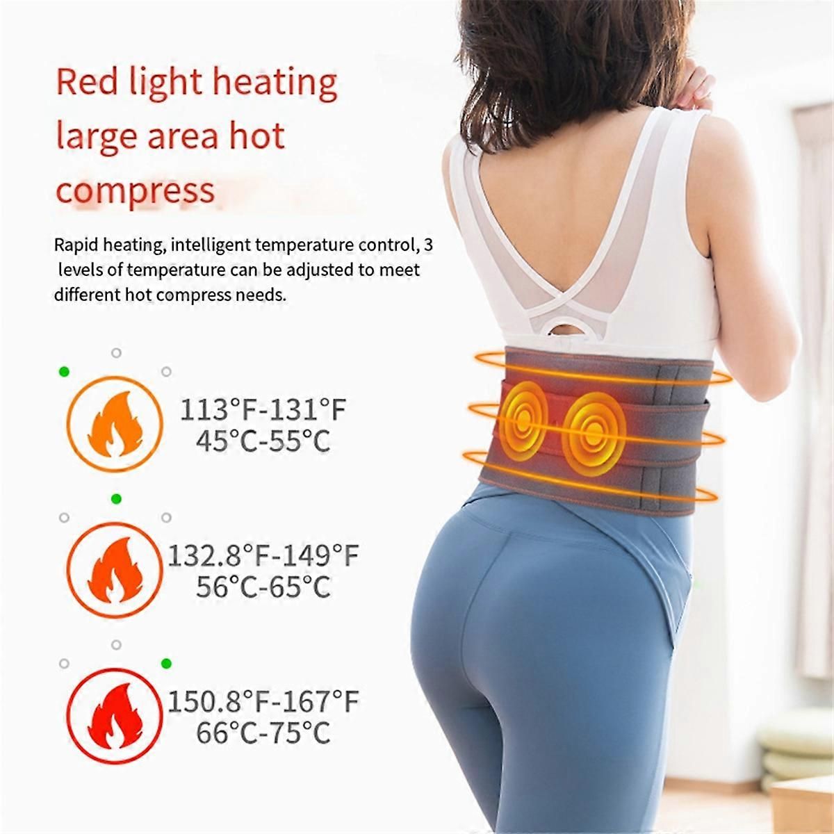 Rechargeable Heating Massage Belt with Warm Compress and Red Light - Image 3
