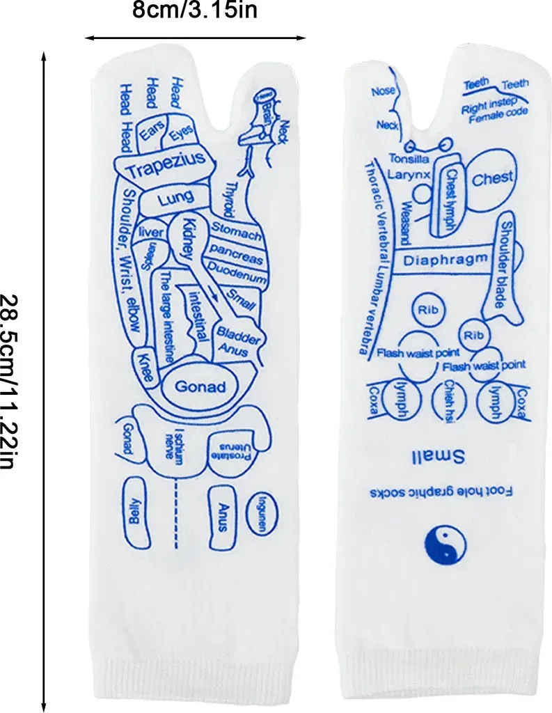 2-Pack Reflexology Massage Socks with Cotton Pressure Point Design and Massage Stick - Image 2