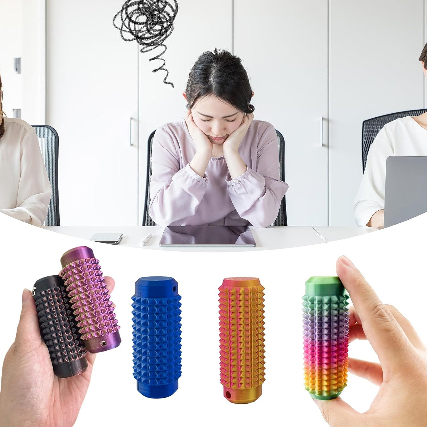 Spiky Fidget Keychain for Anxiety Relief and Finger Pressure Massage - Image 2