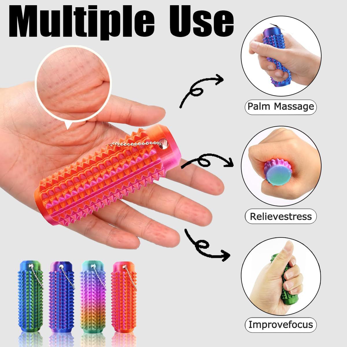 Spiky Fidget Keychain for Anxiety Relief and Finger Pressure Massage - Image 4