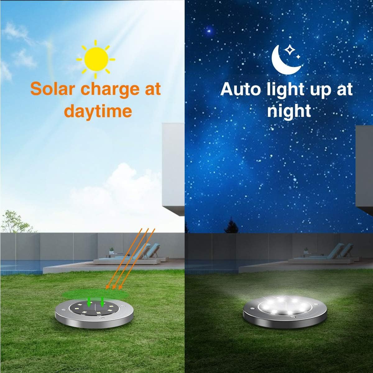 8-Pack Solar Garden Lights IP65 Waterproof 6000K Cool White Landscape Lighting - Image 3