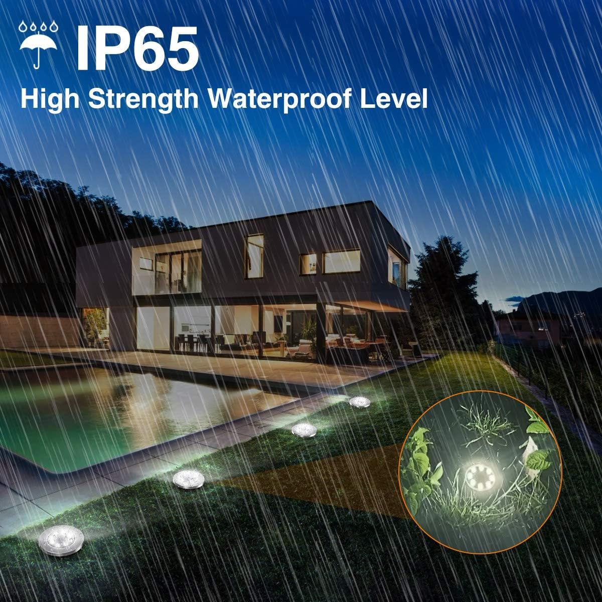 8-Pack Solar Garden Lights IP65 Waterproof 6000K Cool White Landscape Lighting - Image 4