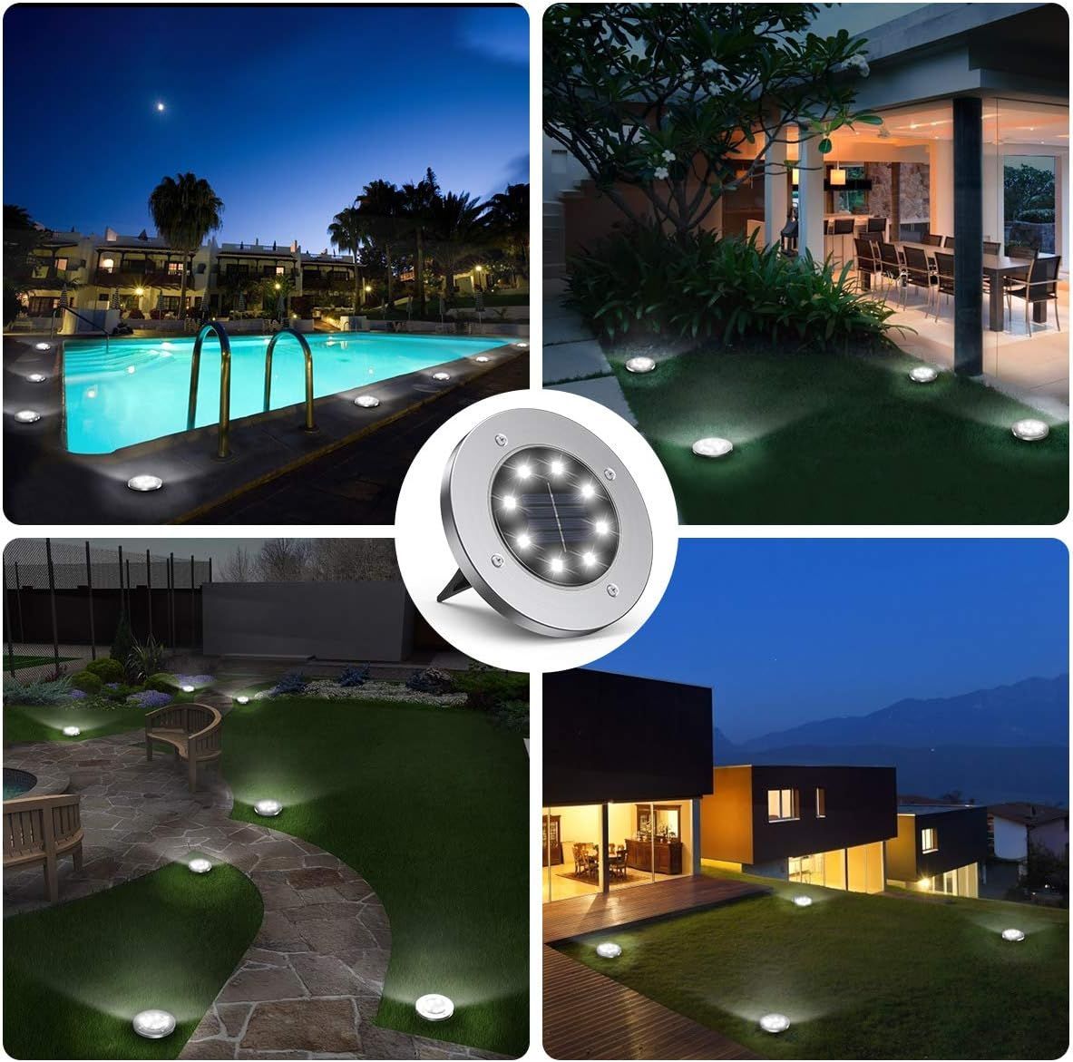 8-Pack Solar Garden Lights IP65 Waterproof 6000K Cool White Landscape Lighting - Image 5