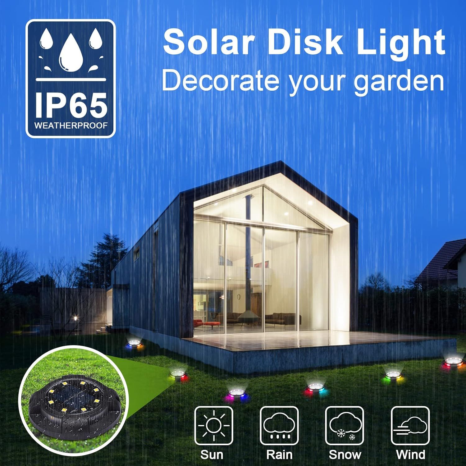 8-Pack Solar Ground Lights 12 LED Waterproof Landscape Path Lights Multicolor - Image 3
