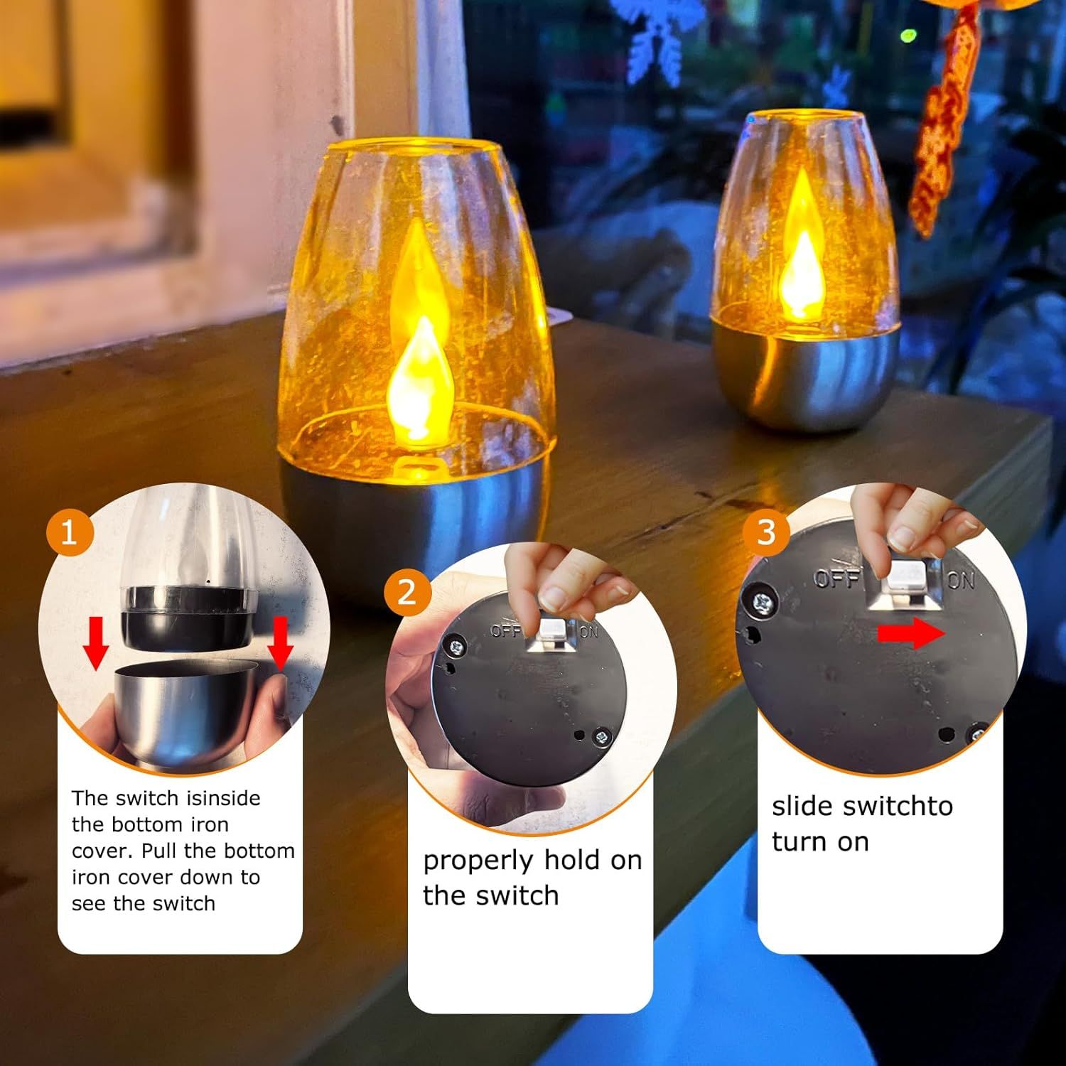 Solar Table Lamp with Flameless Flicker LED Dusk Sensor and IP65 Waterproof for Garden and Camping - Image 4