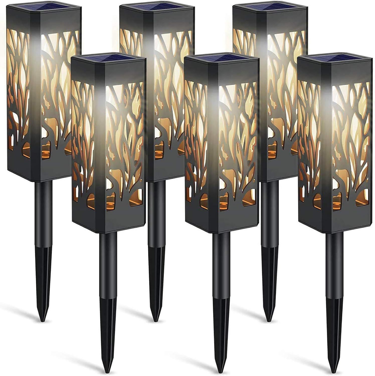 6-Pack Solar Garden Lights Waterproof Warm White LED Outdoor Lights Black Shell - Image 1