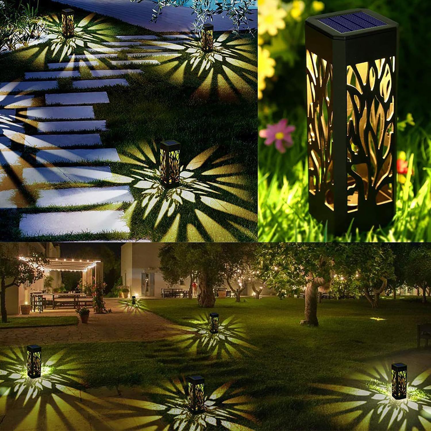 6-Pack Solar Garden Lights Waterproof Warm White LED Outdoor Lights Black Shell - Image 2