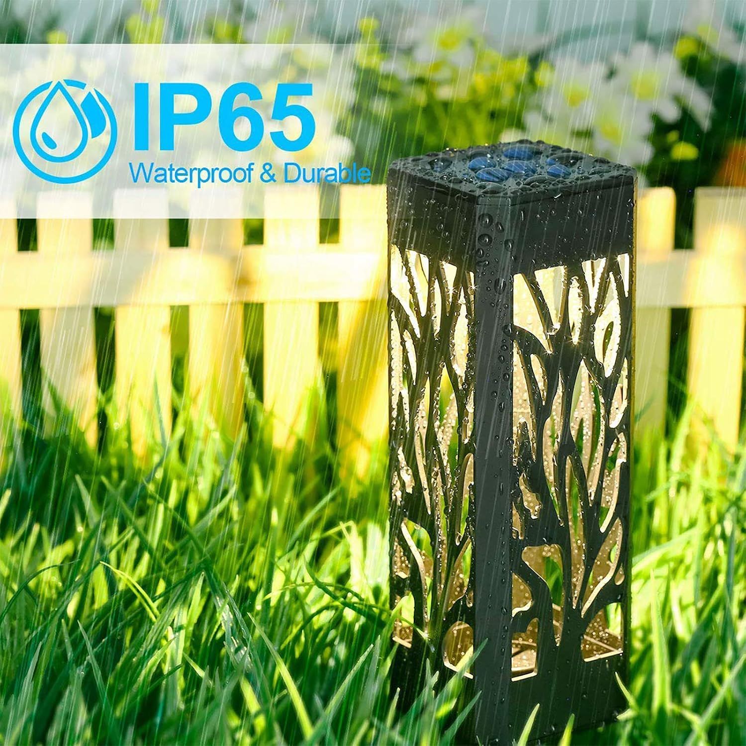 6-Pack Solar Garden Lights Waterproof Warm White LED Outdoor Lights Black Shell - Image 4
