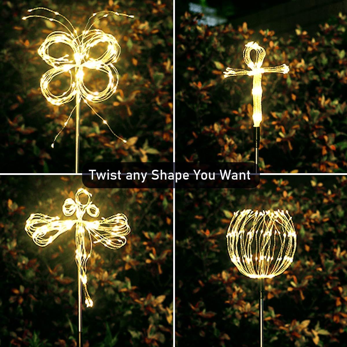 2-Pack 120 LED Solar Firework Garden Lights for Patio and Flower Boxes White - Image 4