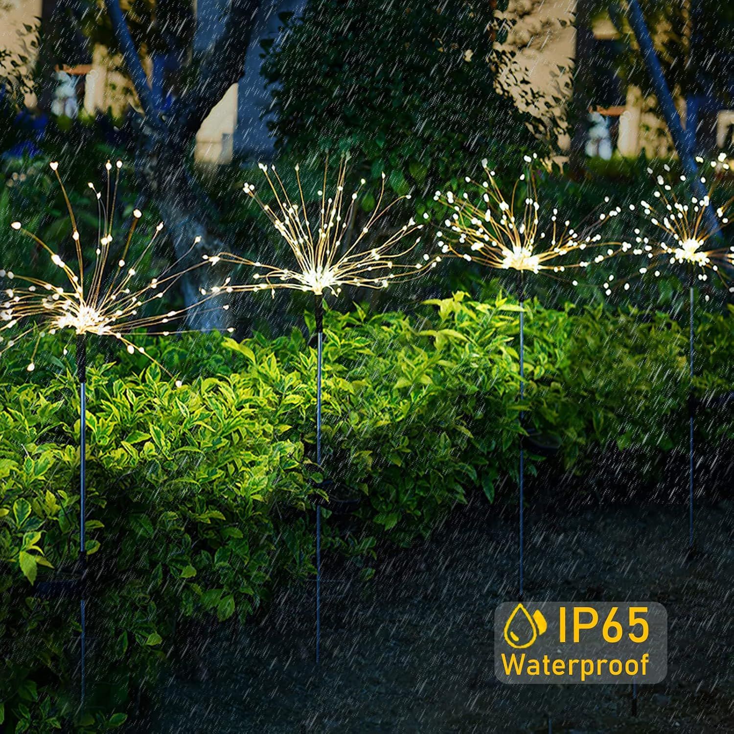 2-Pack 120 LED Solar Firework Garden Lights for Patio and Flower Boxes White - Image 5