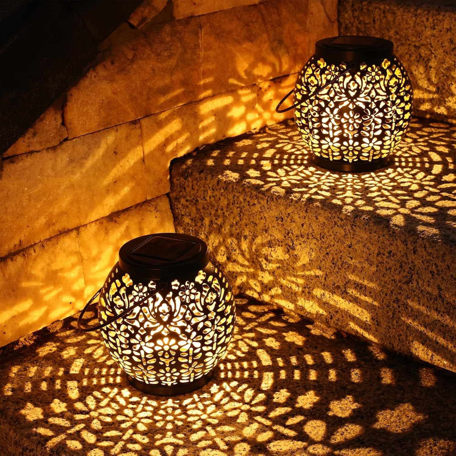 2-Pack Hanging Solar Garden Lights IP65 Waterproof Warm White for Patio and Yard - Image 1