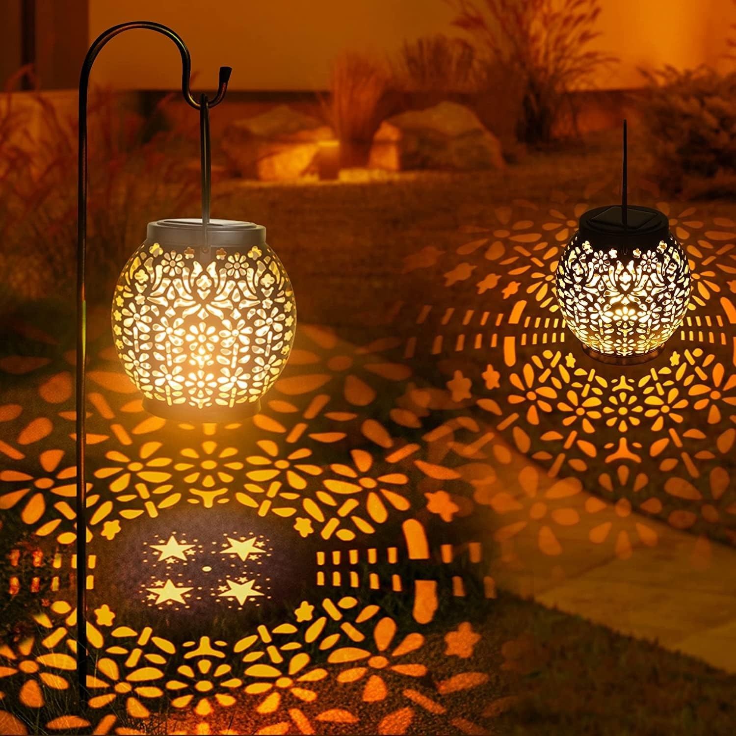 2-Pack Hanging Solar Garden Lights IP65 Waterproof Warm White for Patio and Yard - Image 2