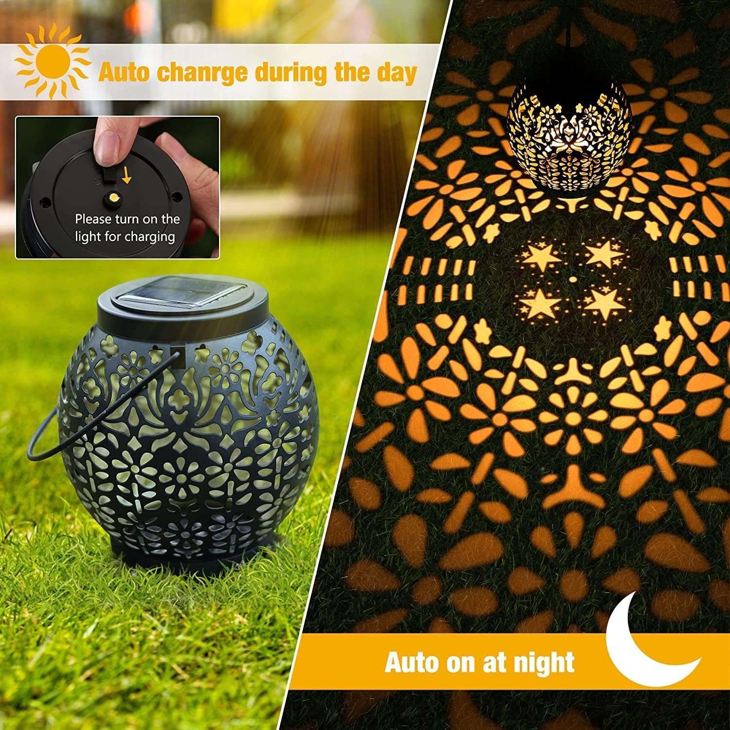 2-Pack Hanging Solar Garden Lights IP65 Waterproof Warm White for Patio and Yard - Image 4
