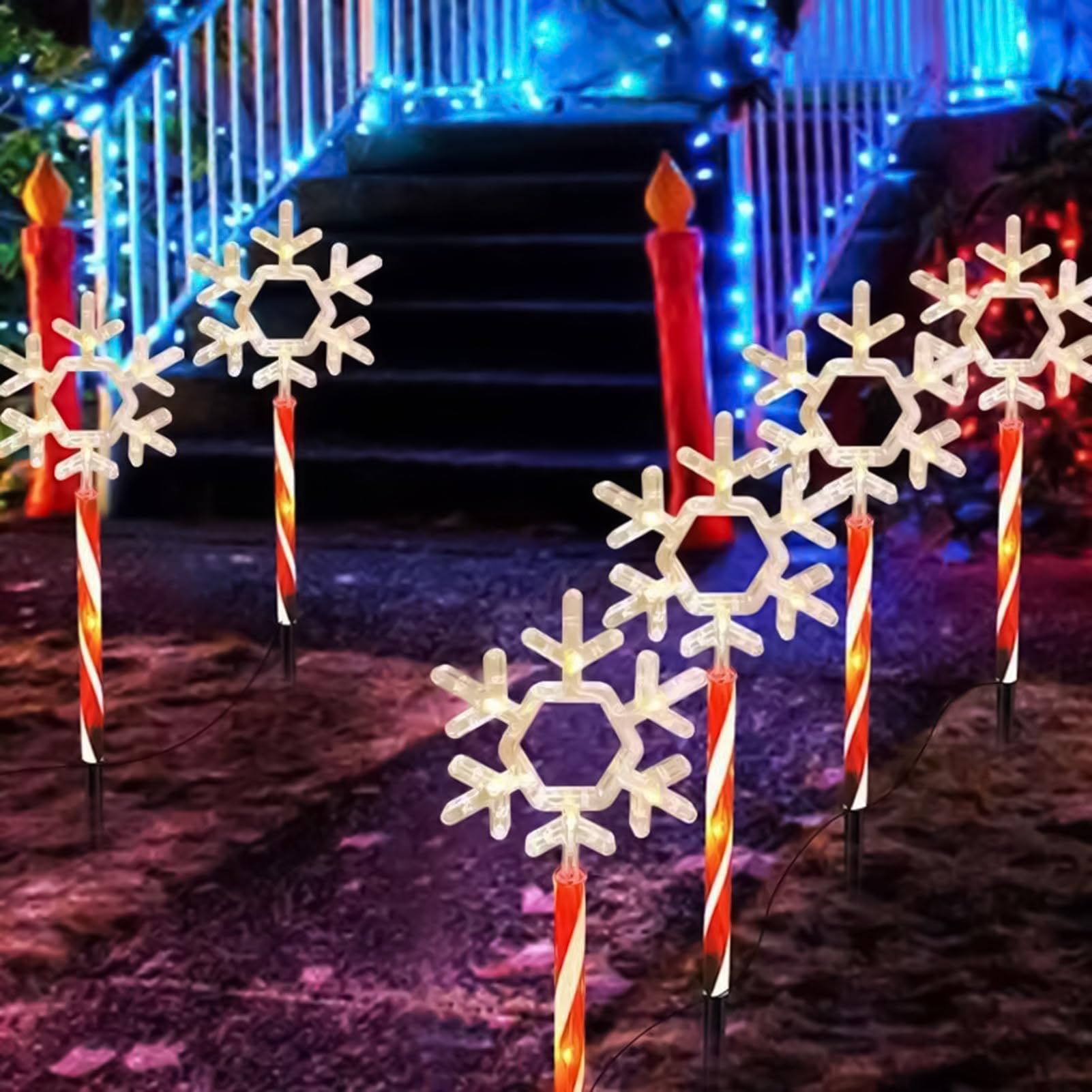 4-Pack Solar Lights for Fences Walls Stairs and Yard Warm White and Multicolor - Image 3