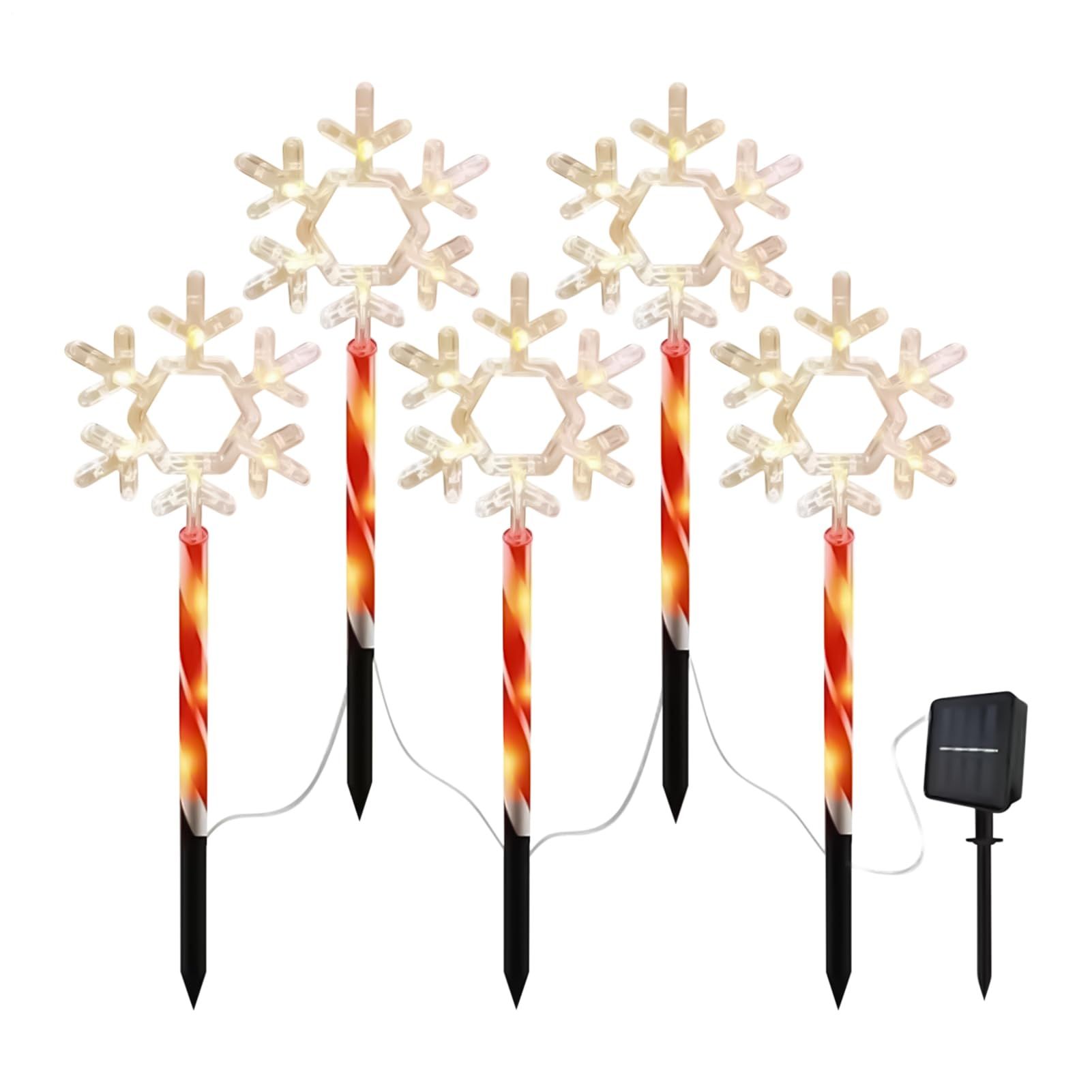 5-Piece Solar Snowflake Garden Lights Waterproof LED for Christmas and Winter Decoration - Image 1